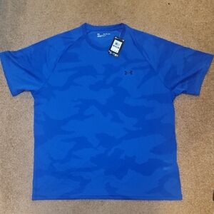 NWT Under Armour Men's Short Sleeve Blue Camo Tee